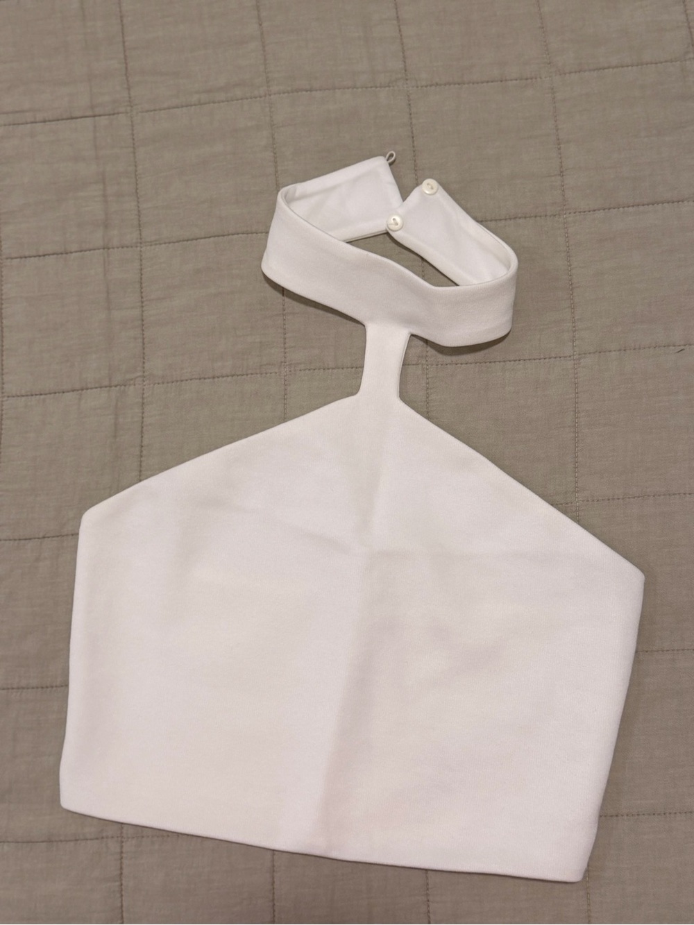 Zara White Halter Crop Top with Choker Neck